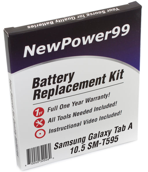 Samsung GALAXY Tab A 10.5 SM-T595 Battery Replacement Kit with Tools, Video Instructions and Extended Life Battery - NewPower99 USA