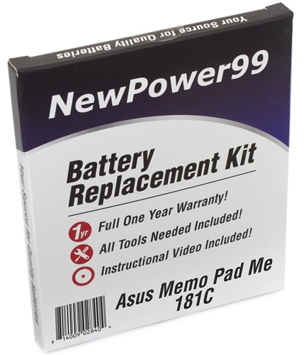 Asus Memo Pad Me181C Battery Replacement Kit with Tools, Video Instructions and Extended Life Battery - NewPower99 USA