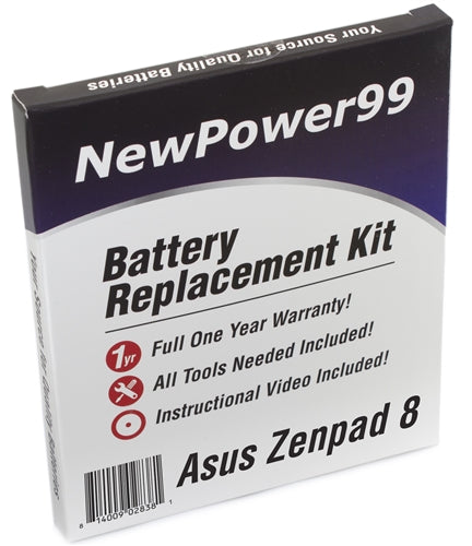 Asus ZenPad 8.0 Battery Replacement Kit with Special Installation Tools, Video Instructions, Extended Life Battery, and Full One Year Warranty - NewPower99 USA
