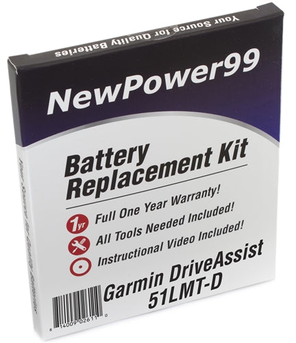 Garmin DriveAssist 51LMT-D Battery Replacement Kit with Tools, Video Instructions and Extended Life Battery - NewPower99 USA