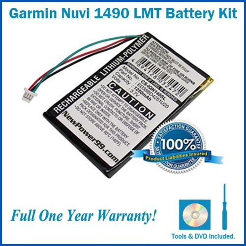 Garmin Nuvi 1490 LMT (Nuvi 1490LMT) Battery Replacement Kit with Tools, Video Instructions and Extended Life Battery - NewPower99 USA