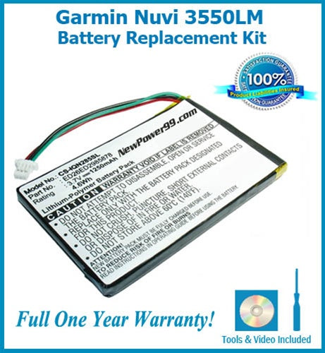 Garmin Nuvi 3550LM Battery Replacement Kit with Tools, Video Instructions and Extended Life Battery - NewPower99 USA