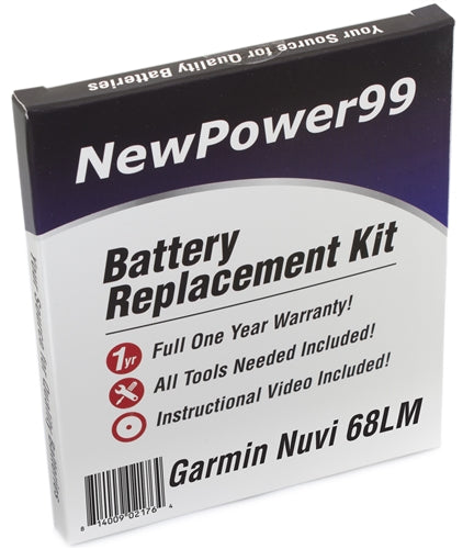 Garmin Nuvi 68LM Battery Replacement Kit with Tools, Video Instructions and Extended Life Battery - NewPower99 USA