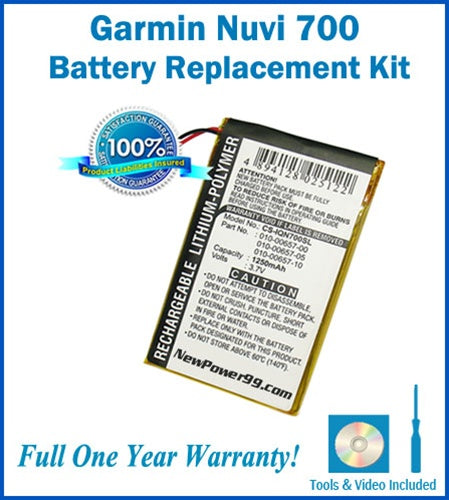Garmin Nuvi 700 Battery Replacement Kit with Tools, Video Instructions and Extended Life Battery - NewPower99 USA