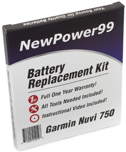 Garmin Nuvi 750 Battery Replacement Kit with Tools, Video Instructions and Extended Life Battery - NewPower99 USA