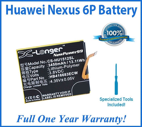Huawei Nexus 6P Battery Replacement Kit with Special Installation Tools, Extended Life Battery and Full One Year Warranty - NewPower99 USA