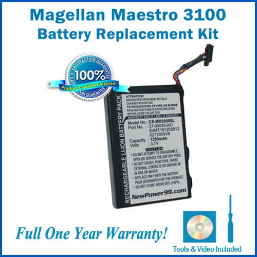 Magellan Maestro 3100 Battery Replacement Kit with Tools, Video Instructions and Extended Life Battery - NewPower99 USA