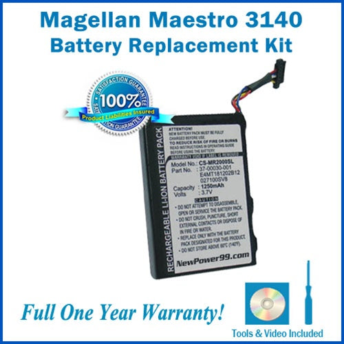 Magellan Maestro 3140 Battery Replacement Kit with Tools, Video Instructions and Extended Life Battery - NewPower99 USA