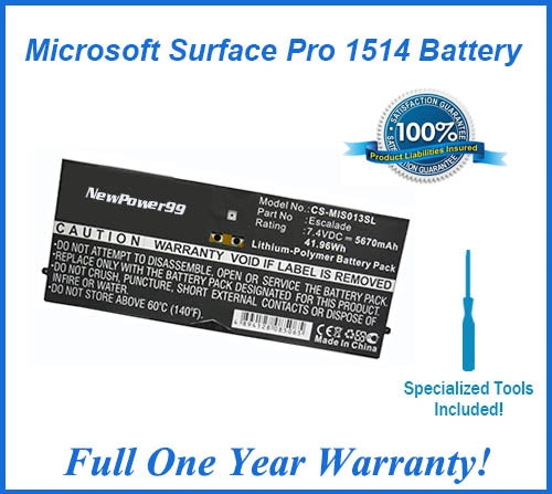 Microsoft Surface Pro 1514 Battery Replacement Kit with Special Installation Tools, Extended Life Battery and Full One Year Warranty - NewPower99 USA