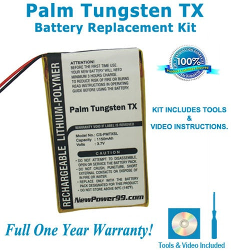 Palm Tungsten TX Battery Replacement Kit with Tools, Video Instructions and Extended Life Battery - NewPower99 USA