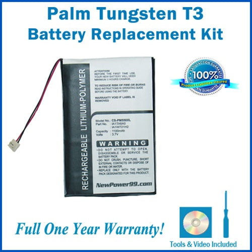 Palm Tungsten T3 Battery Replacement Kit with Tools, Video Instructions and Extended Life Battery - NewPower99 USA
