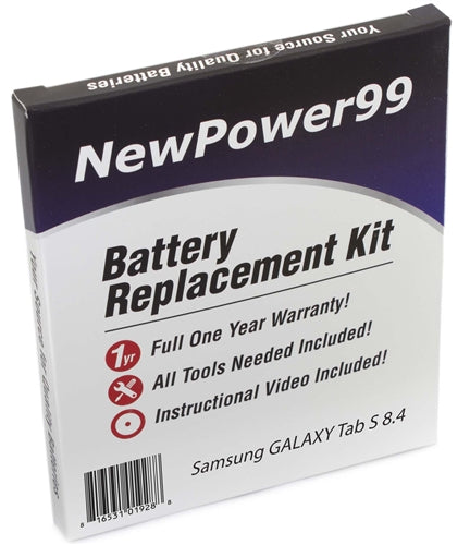 Samsung GALAXY Tab S 8.4 Battery Replacement Kit with Video Instructions, Tools, Extended Life Battery and Full One Year Warranty - NewPower99 USA