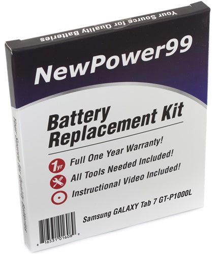 Samsung Galaxy Tab 7 GT-P1000L Battery Replacement Kit with Tools, Video Instructions and Extended Life Battery - NewPower99 USA
