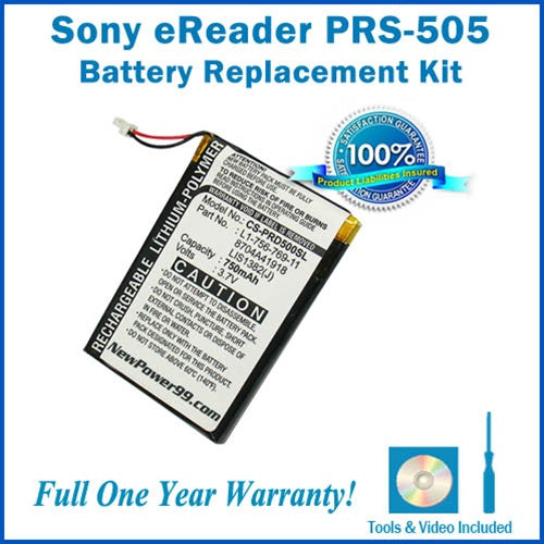 Sony Portable Reader PRS-505 (Sony PRS 505) Battery Replacement Kit with Tools, Video Instructions and Extended Life Battery - NewPower99 USA