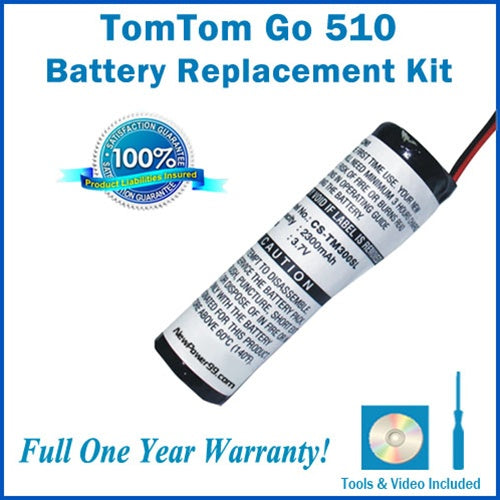 TomTom Go 510 Battery Replacement Kit with Tools, Video Instructions and Extended Life Battery - NewPower99 USA