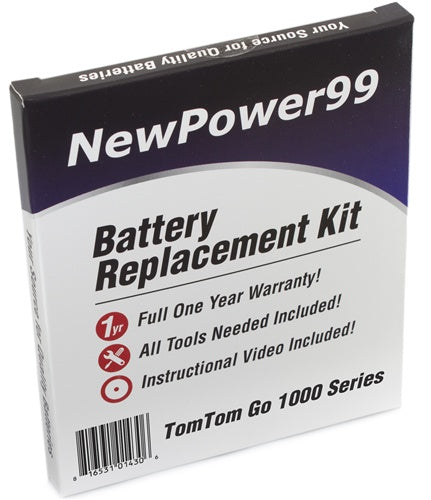 TomTom Go LIVE 1000 Battery Replacement Kit with Tools, Video Instructions and Extended Life Battery - NewPower99 USA