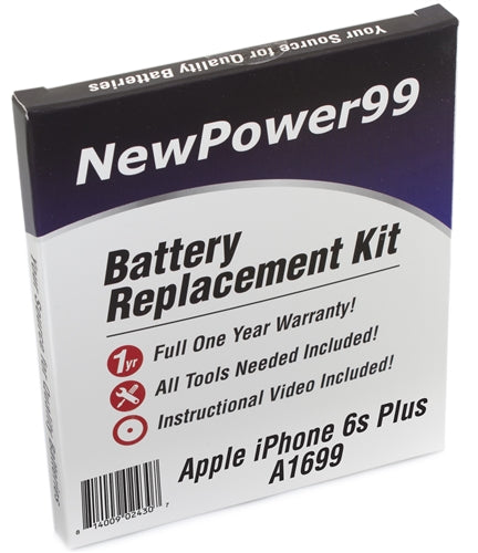 Apple iPhone 6s Plus A1699 Battery Replacement Kit with Tools, Video Instructions and Extended Life Battery - NewPower99 USA