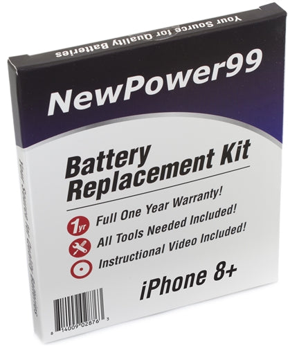 iPhone 8+ Battery Replacement Kit with Tools, Extended Life Battery, Video Instructions, and Full One Year Warranty - NewPower99 USA